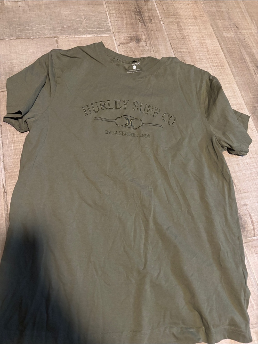 Hurley Olive Green Embossed Logo Short Sleeve Tee